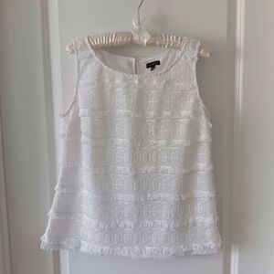 Talbots white side zip sleeveless top